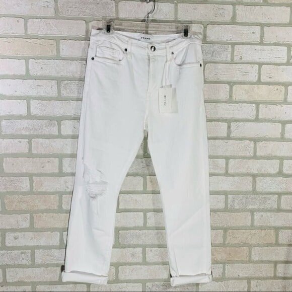 Frame NWT Le Beau Distressed High Rise Straight Leg Jeans Size 27 - Picture 5 of 12